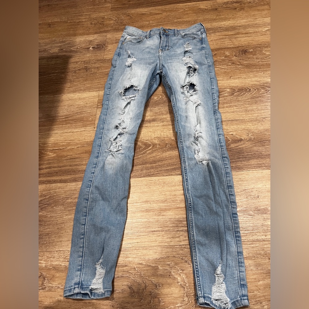 Hollister Women's Distressed High-Rise Jeans, Size 5R/ 27w 30L Faded Blue